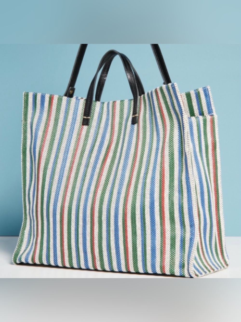 Clare V. Stripe Tote leather handles strap